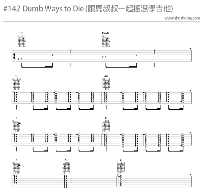 #142 Dumb Ways to Die -馬叔叔-图片吉他谱-0