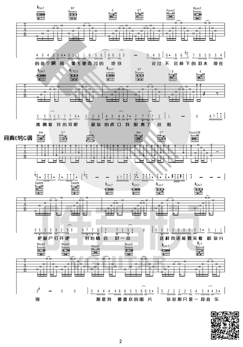 虎口脫險-張磊-图片吉他谱-1