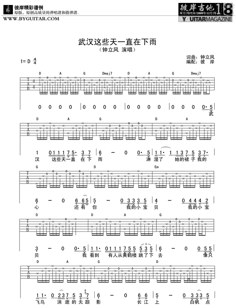 武漢這些天一直在下雨-鍾立風-图片吉他谱-0