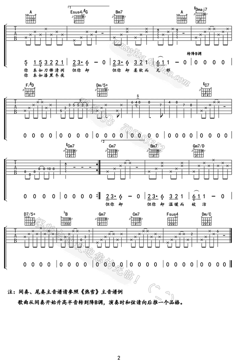 熱雪-魏晨-图片吉他谱-1