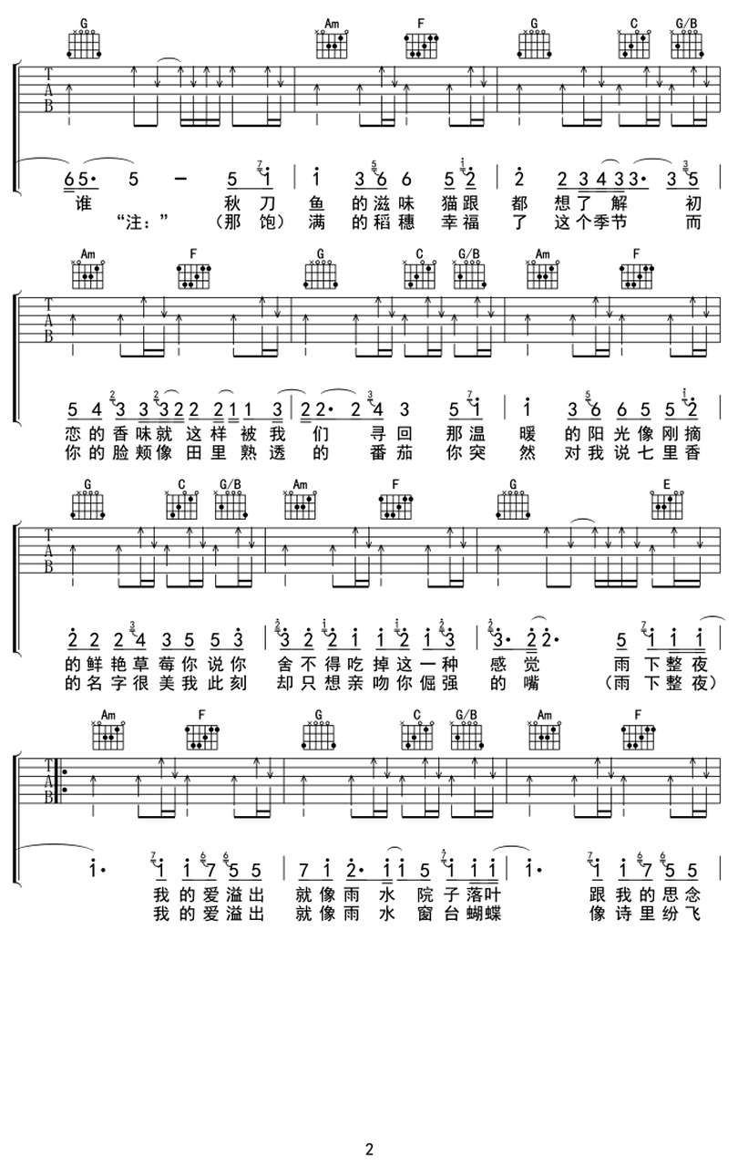 七里香-周杰倫-图片吉他谱-1
