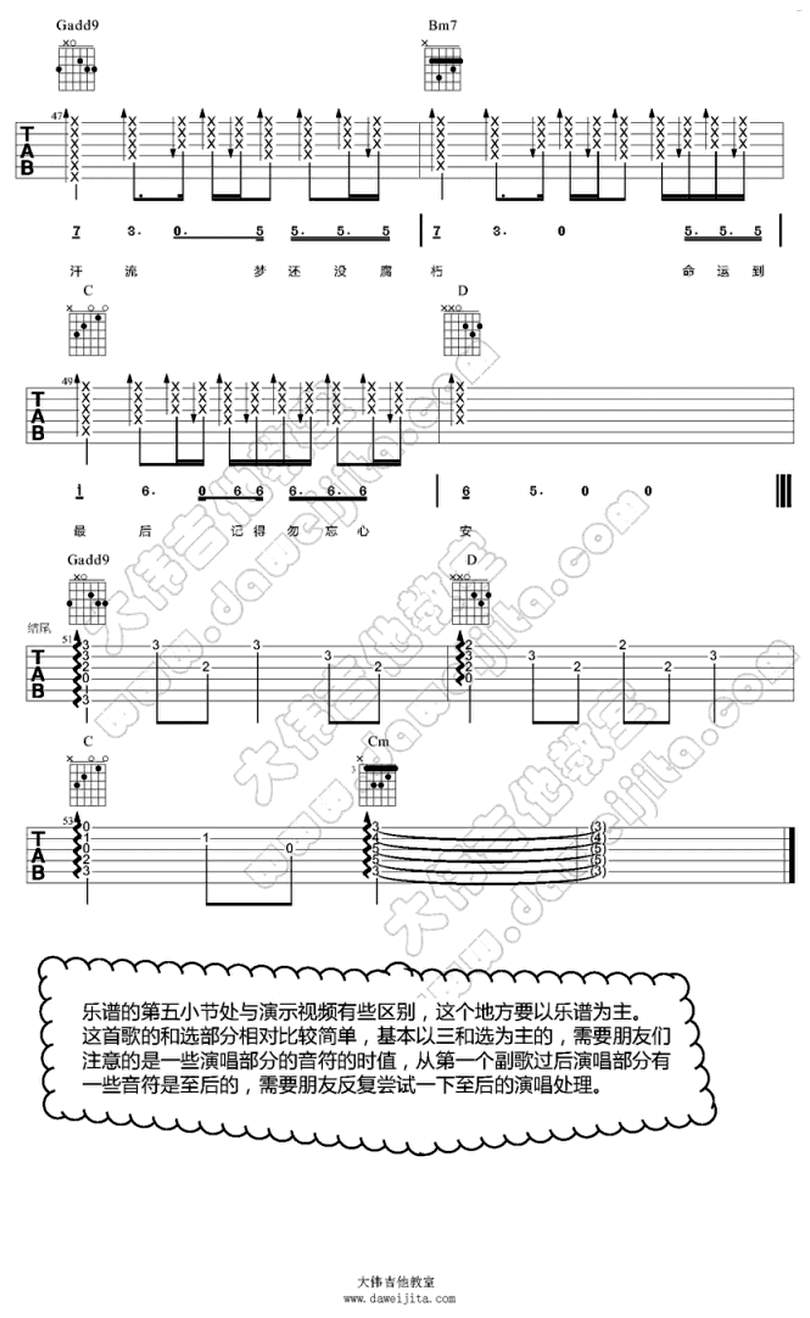 勿忘心安-張傑-图片吉他谱-4