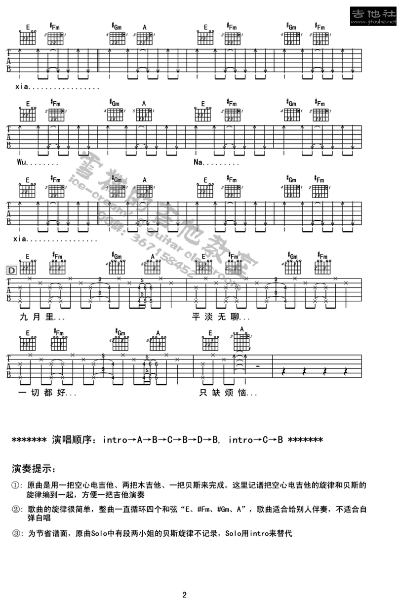 浮躁-王菲-图片吉他谱-1
