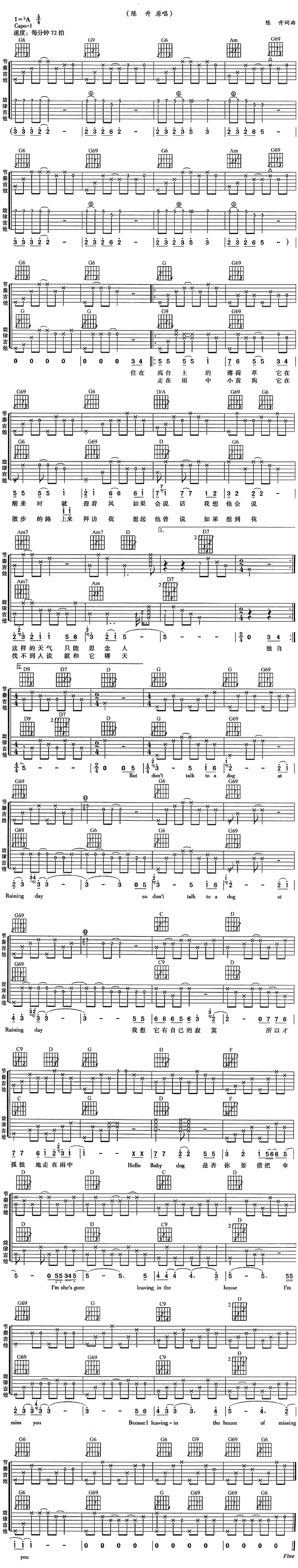 思念人之屋-陳昇-图片吉他谱-0