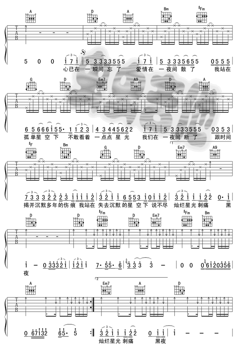 星空下-周傳雄 / 小剛-图片吉他谱-1
