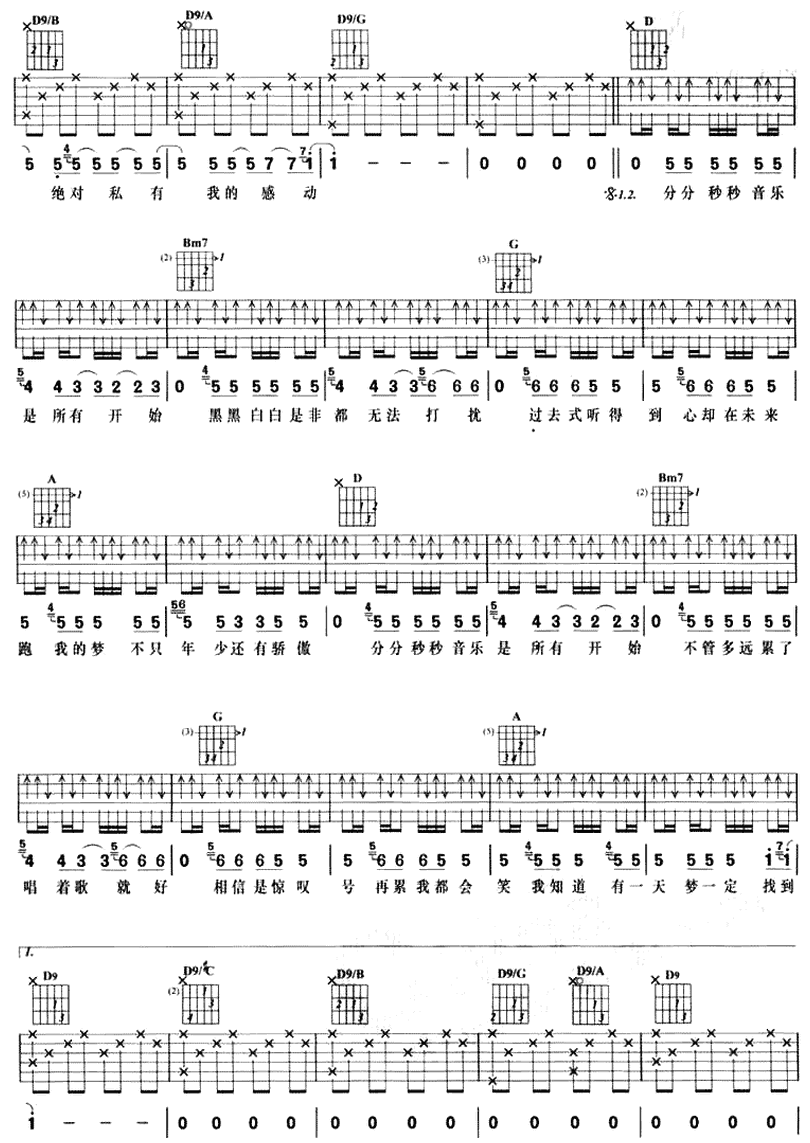 專屬密碼-黃義達-图片吉他谱-1