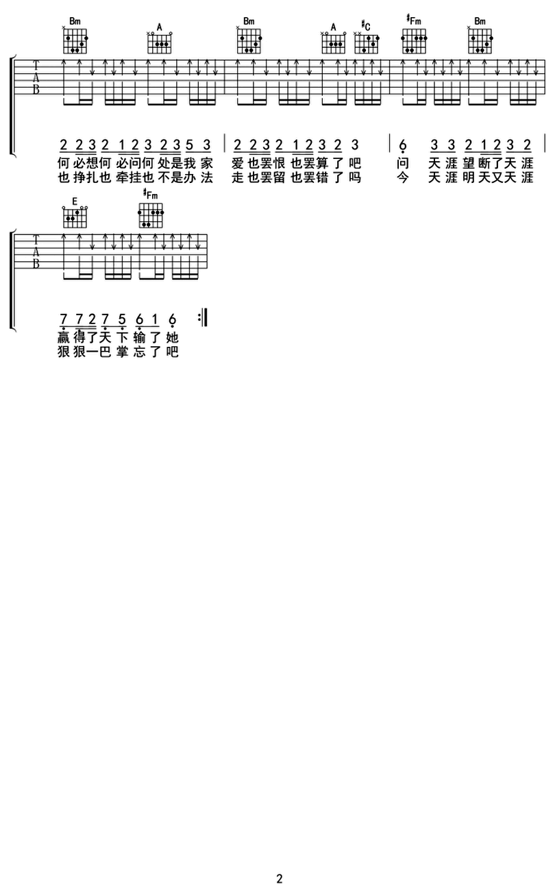 天涯-任賢齊-图片吉他谱-1